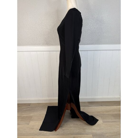 Vtg Tadashi Shoji Dress Womens Fits Sz S Black 90's Gothic Glam Square Neck Mesh - Picture 6 of 16